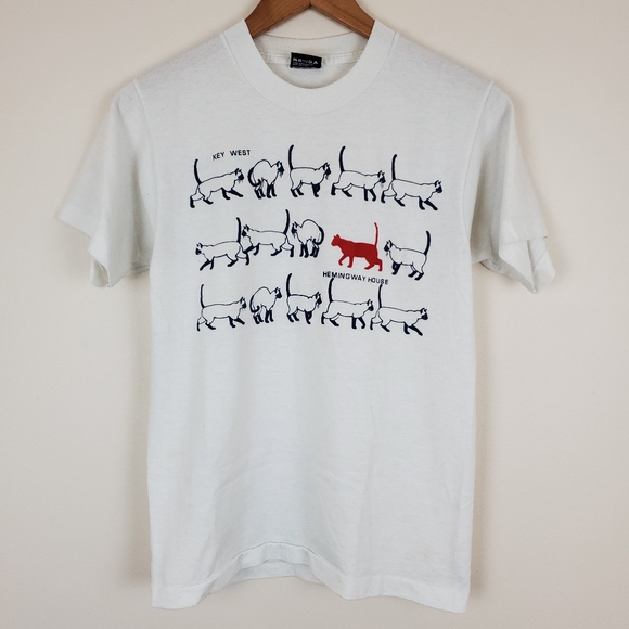 Screen Stars Other - Vintage Hemingway House Key West Single Stitch Cat Graphic Short Sleeve T-shirt
